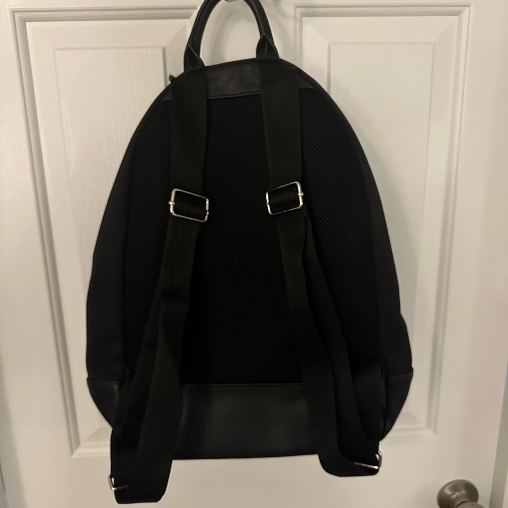 Calvin Klein Black Canvas + Leather Backpack - Picture 2 of 2